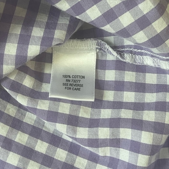 🔵5 For $15🔵 Croft & Barrow Purple & White Gingham Button Down Blouse - Picture 5 of 10